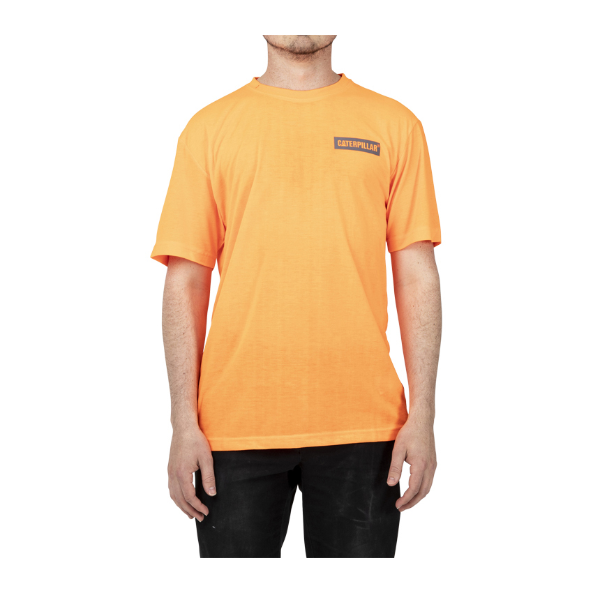 Caterpillar Clothing South Africa - Cat Men's Triton Block S/S T-Shirts Orange KY2940536